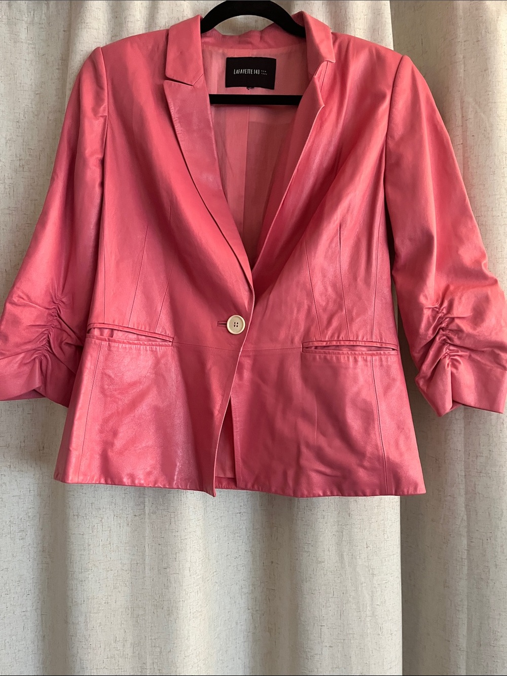 Lafayette 148 New York Coral Pink Leather Blazer size M